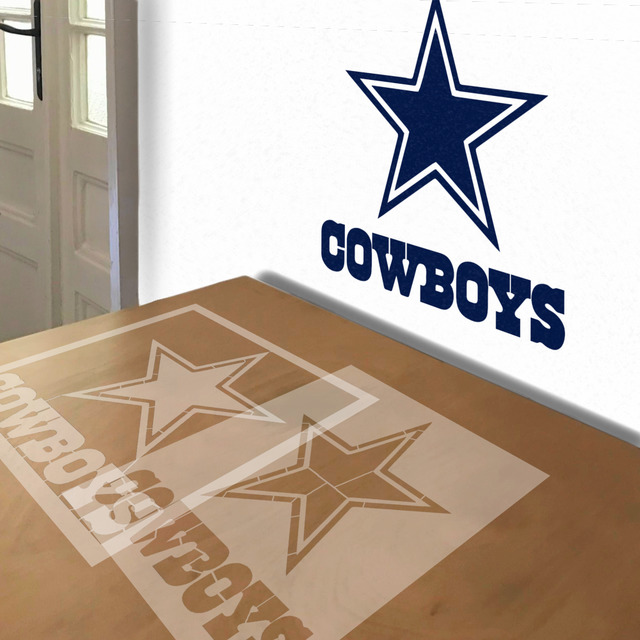 Dallas Cowboys stencil in 2 layers, simulated painting
