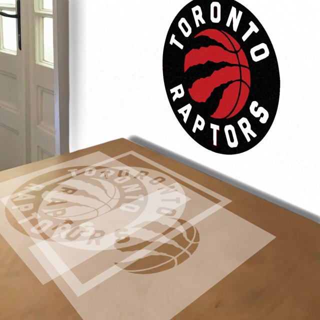 Toronto Raptors stencil in 3 layers, simulated painting