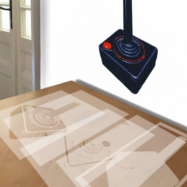 Atari Joystick stencil in 5 layers, simulated painting