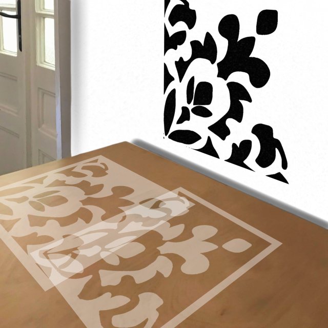 Moroccan Tile stencil in 2 layers, simulated painting