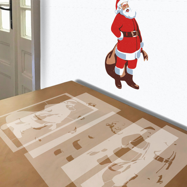 Santa Claus stencil in 5 layers, simulated painting
