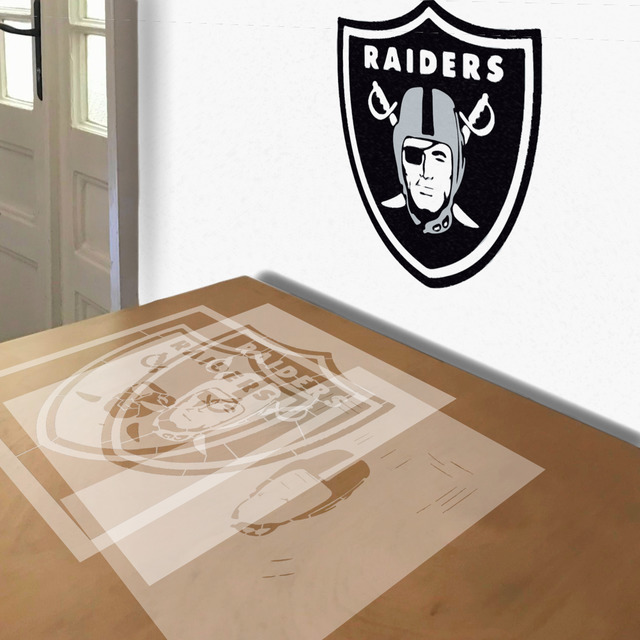 Raiders stencil in 3 layers.