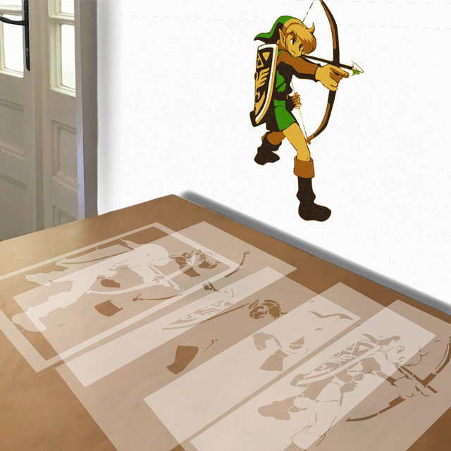 Link stencil in 5 layers, simulated painting