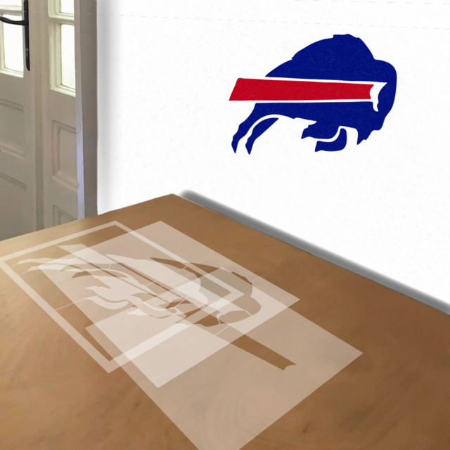 Buffalo Bills stencil in 3 layers, simulated painting