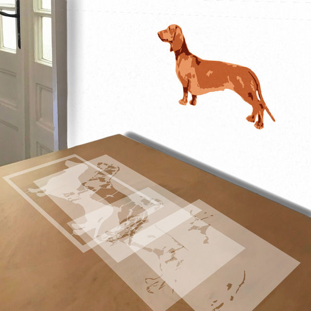 Dachshund Profile stencil in 4 layers, simulated painting