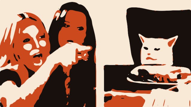 Stencil of Woman Yelling at a Cat Meme