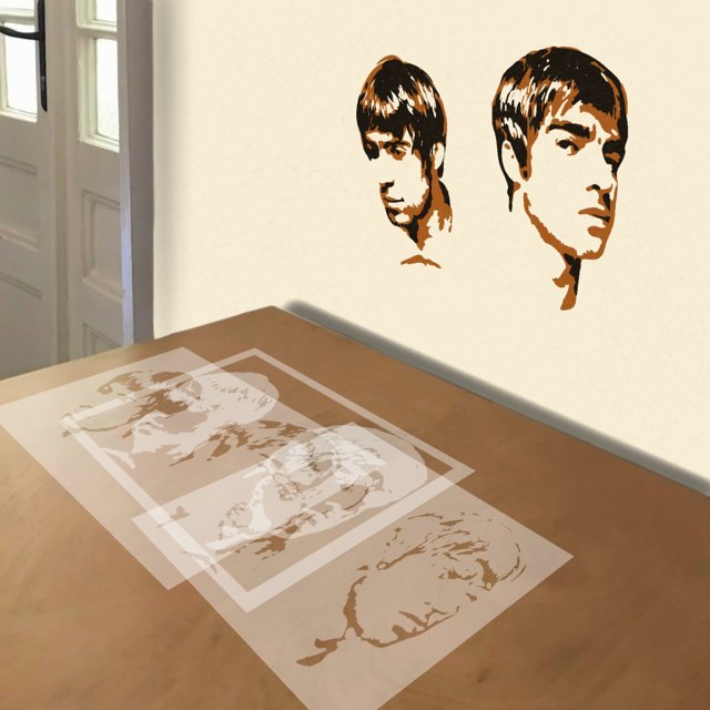 Oasis stencil in 3 layers, simulated painting