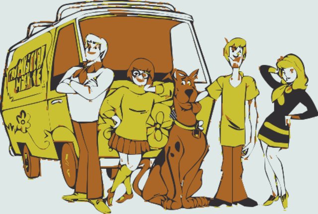 Stencil of Scooby-Doo and the Mystery Machine