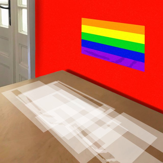 Classic Pride Flag stencil in 8 layers, simulated painting