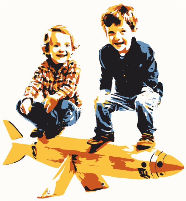 Stencil of Two Kids Standing on a Bomb