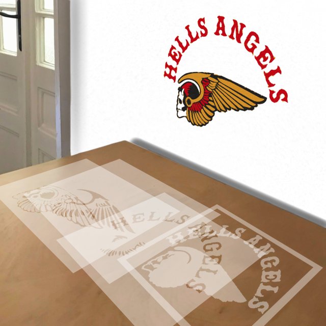 Hells Angels stencil in 4 layers, simulated painting