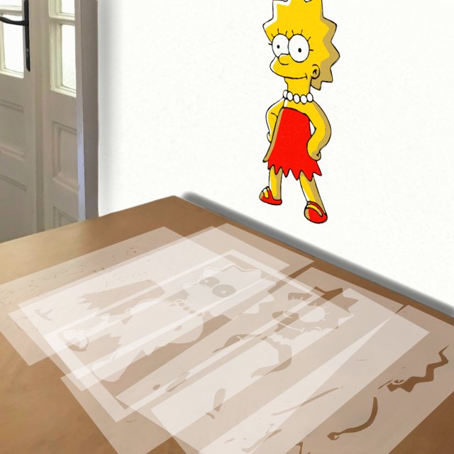 Lisa Simpson stencil in 8 layers, simulated painting