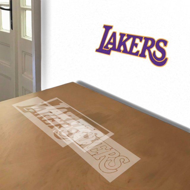 LA Lakers stencil in 3 layers, simulated painting