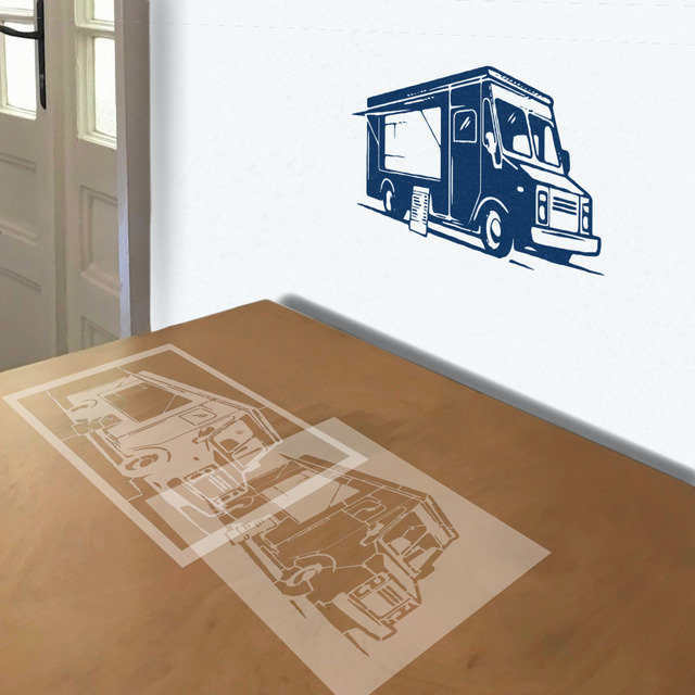 Food Truck Graphic stencil in 2 layers, simulated painting