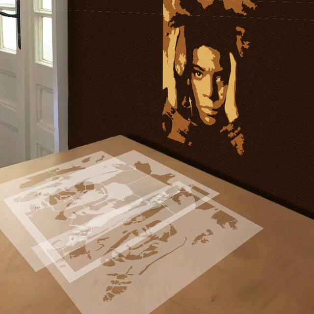 Basquiat stencil in 3 layers, simulated painting