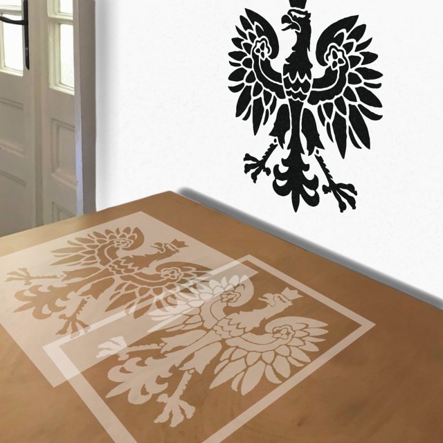 Polish Eagle stencil in 2 layers, simulated painting