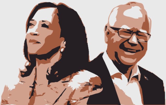 Stencil of Harris and Walz