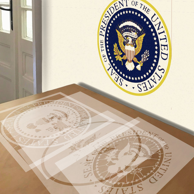 Seal of the President of the United States stencil in 4 layers, simulated painting