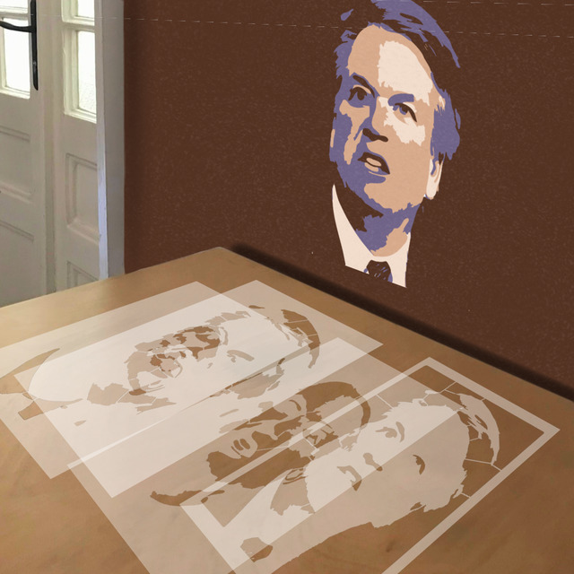 Brett Kavanaugh stencil in 4 layers, simulated painting