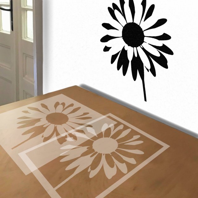 Simple Daisy stencil in 2 layers, simulated painting