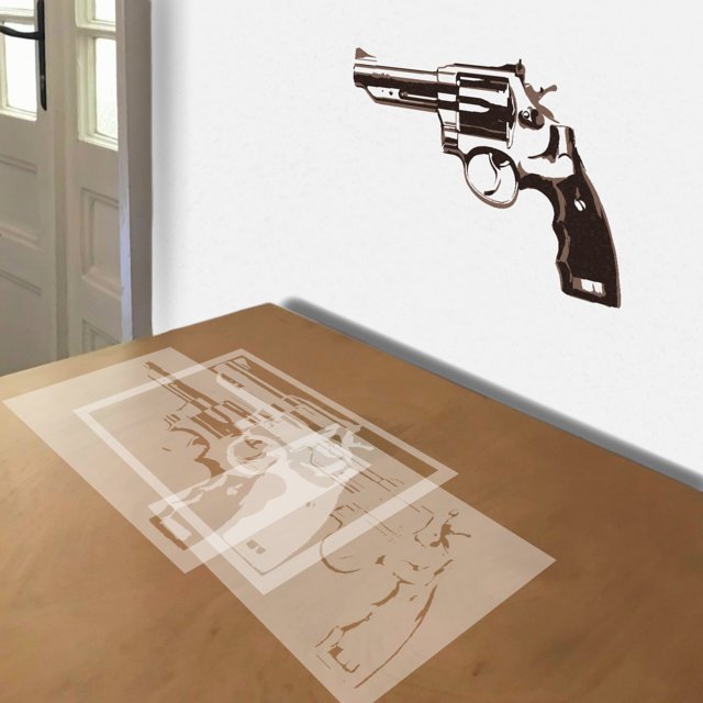 Smith and Wesson stencil in 3 layers, simulated painting