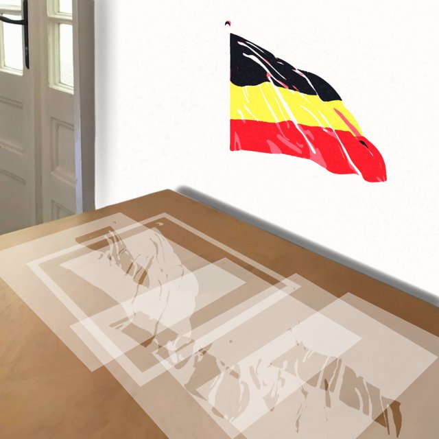 German Flag stencil in 5 layers, simulated painting