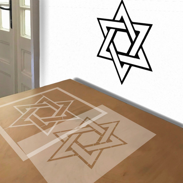 Star of David stencil in 2 layers, simulated painting
