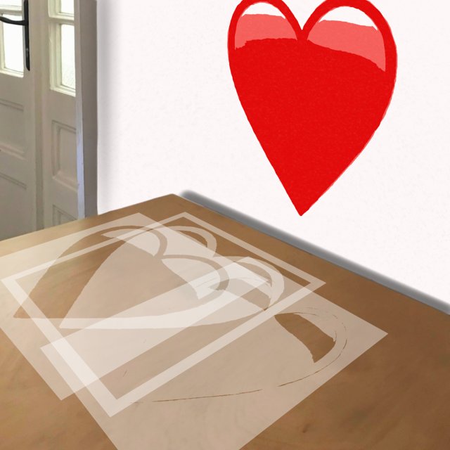 Heart Emoji stencil in 3 layers, simulated painting