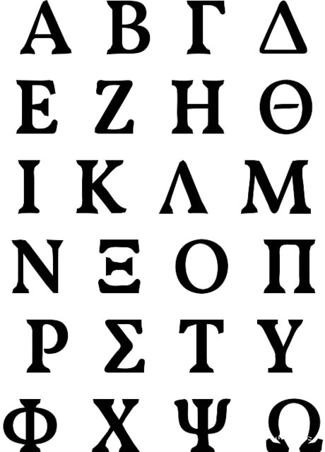 Stencil of Greek Alphabet