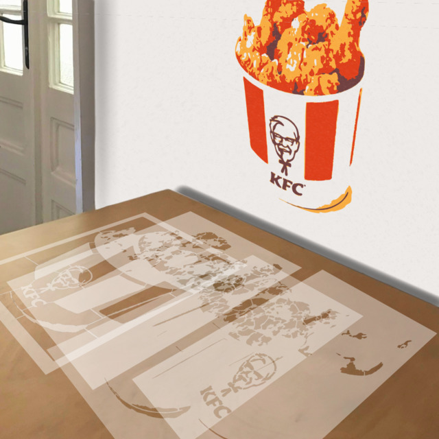 KFC stencil in 4 layers, simulated painting