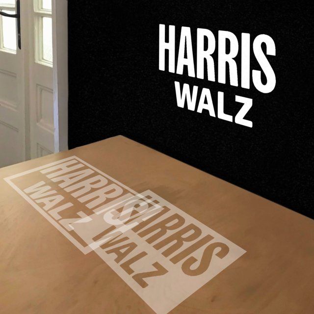 Harris Walz stencil in 2 layers, simulated painting