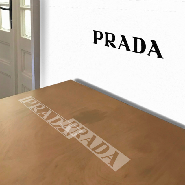 Prada stencil in 2 layers, simulated painting