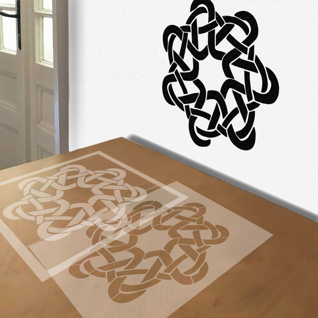 Celtic Knot stencil in 2 layers, simulated painting