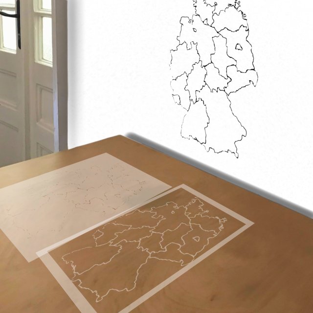 Germany Map stencil in 2 layers, simulated painting