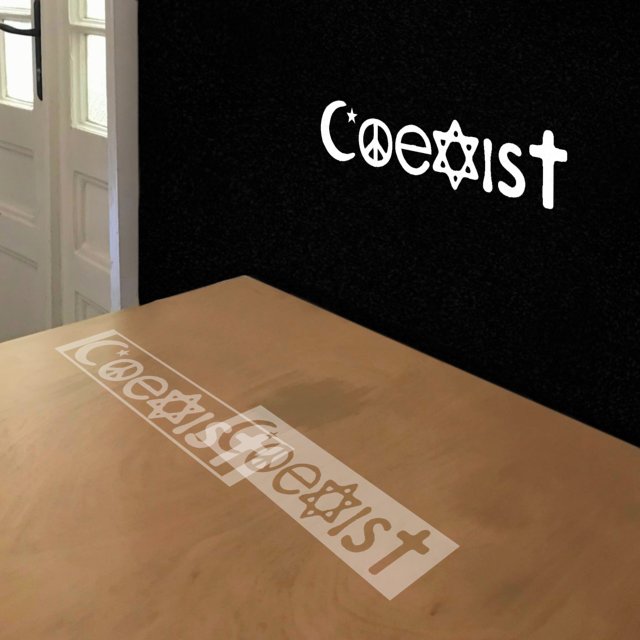 Coexist stencil in 2 layers, simulated painting