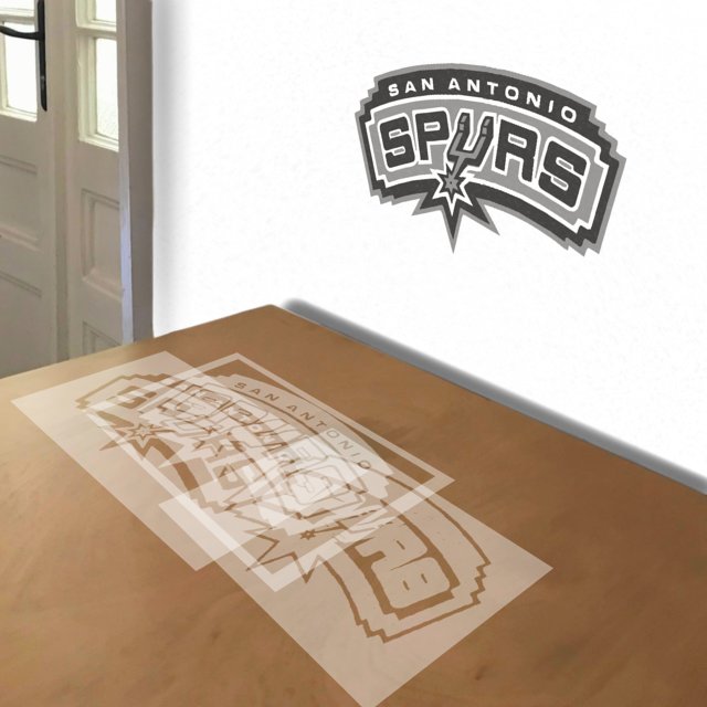 San Antonio Spurs stencil in 3 layers, simulated painting