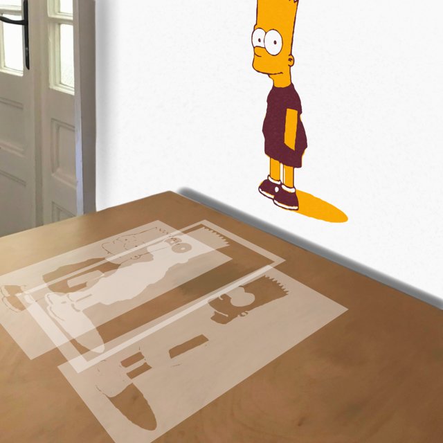 Bart Simpson stencil in 3 layers, simulated painting