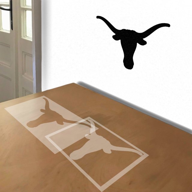 Texas Longhorns stencil in 2 layers, simulated painting