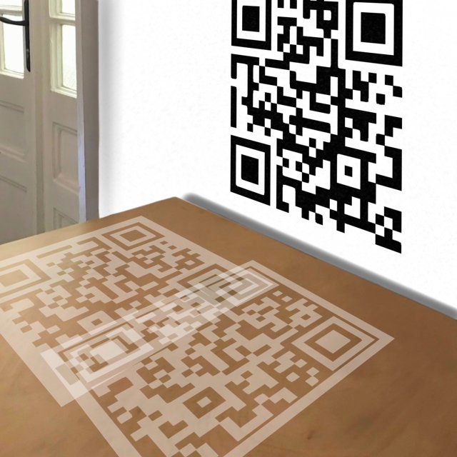 QR Code stencil in 2 layers, simulated painting