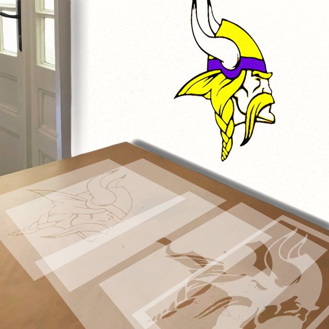 Minnesota Vikings stencil in 5 layers, simulated painting