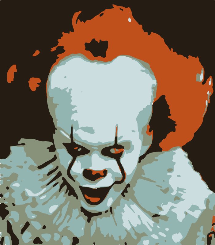 Pennywise stencil in 5 layers.