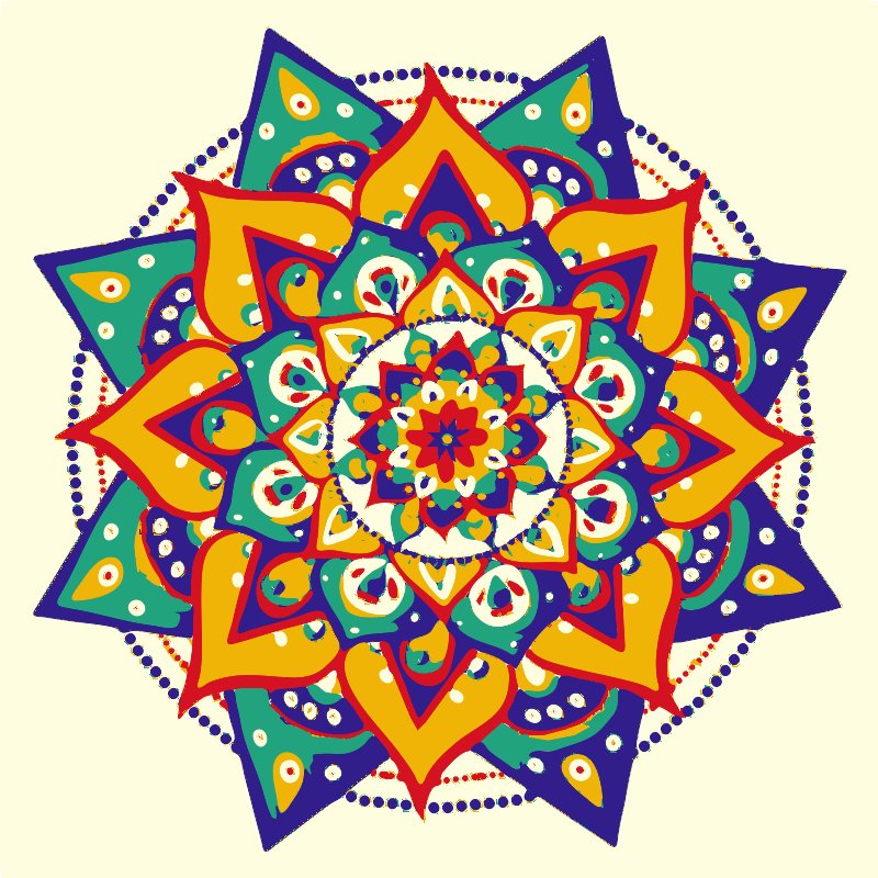 Stencil of Mandala in Yellow and Blue