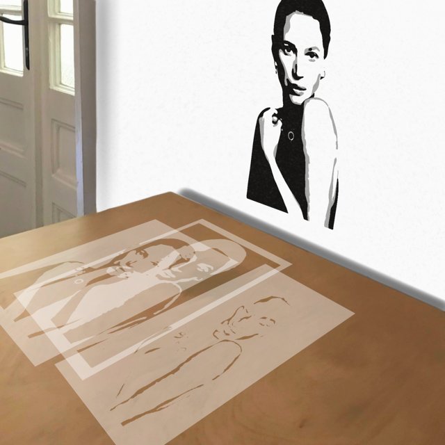 Christy Turlington stencil in 3 layers, simulated painting