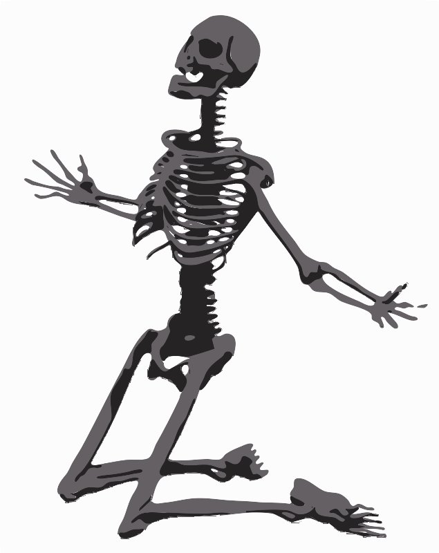 Stencil of Skeleton Kneeling
